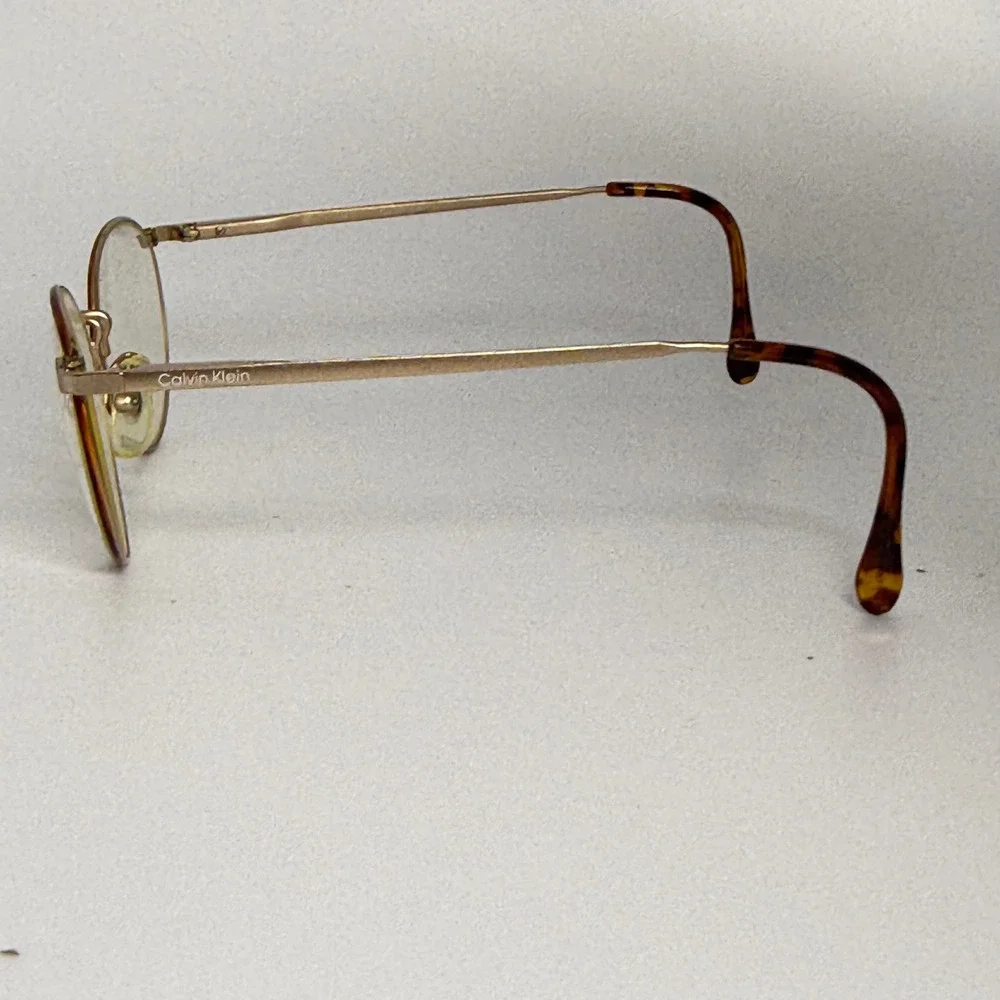 Calvin Klein CK 203 522 140 Gold Tortoise Round Eyeglasses Frames‎ Italy Vintage